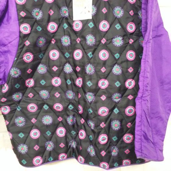 Vintage 90s London Fog Quilted Coat Liner -Lreg Daisy Circles Zipper-edge Nylon - Picture 11 of 12